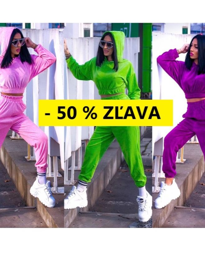 Ružová🩷 zelená💚 či fialová? 💜Dámska velúrová súprava teraz so zľavou - 50 %🔥🔥🔥Cena 38€✔️ www.modanicol.sk...