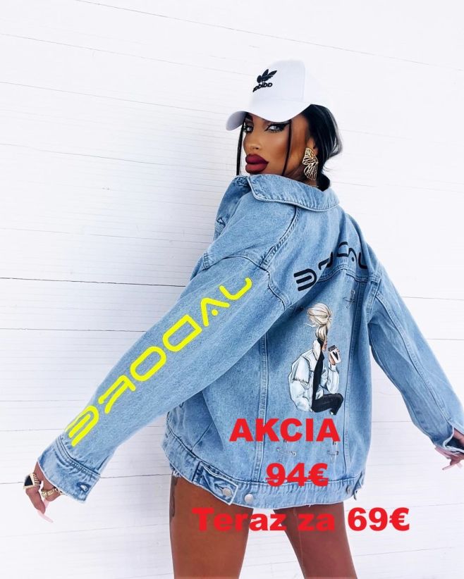 AKCIA💞💞 Extravagantná denim bunda s potlačou ktorá oživí váš šatník🥰🤩 Pohodlná oversize bunda teraz za zníženú cenu...