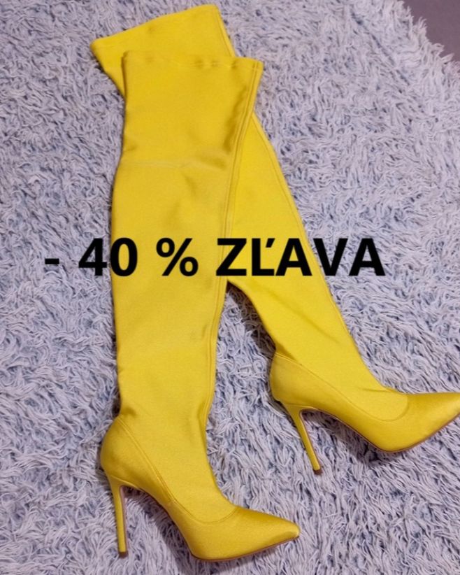 Teraz ušetríte až 70€🔥🔥🔥 Vysoké talianske čižmy👑💎 nad kolená vo výraznej žltej farbe teraz so ZĽAVOU - 40 % 💛 Pôvodná cena...