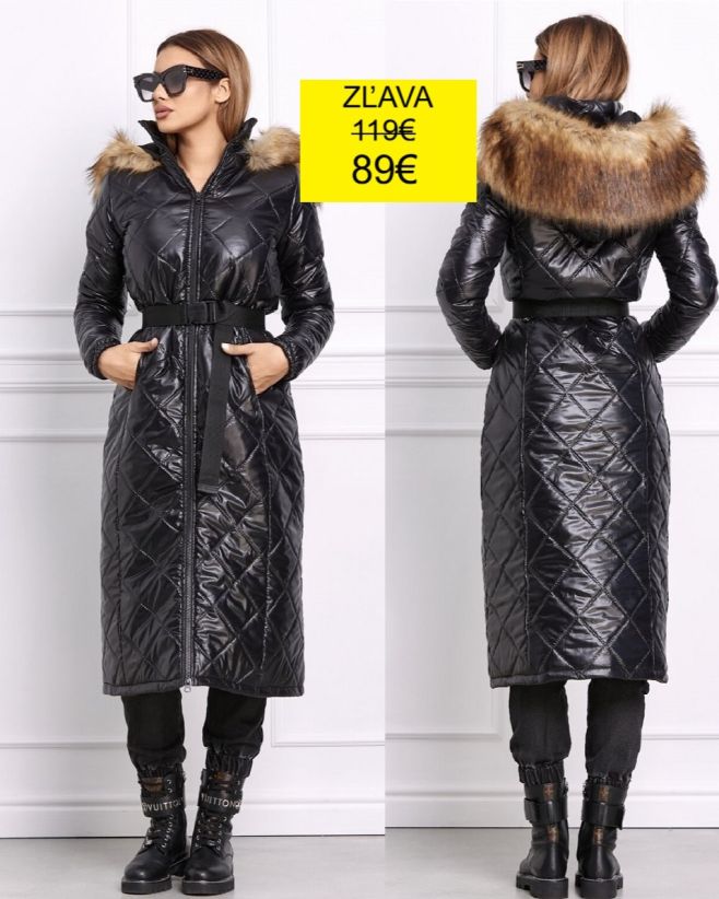 - 25 % ZĽAVA💗💗💗 Dlhá metalická bunda s krásnou huňatou kožušinou a štýlovým opaskom s prackou teraz za cenu 89€🙂...